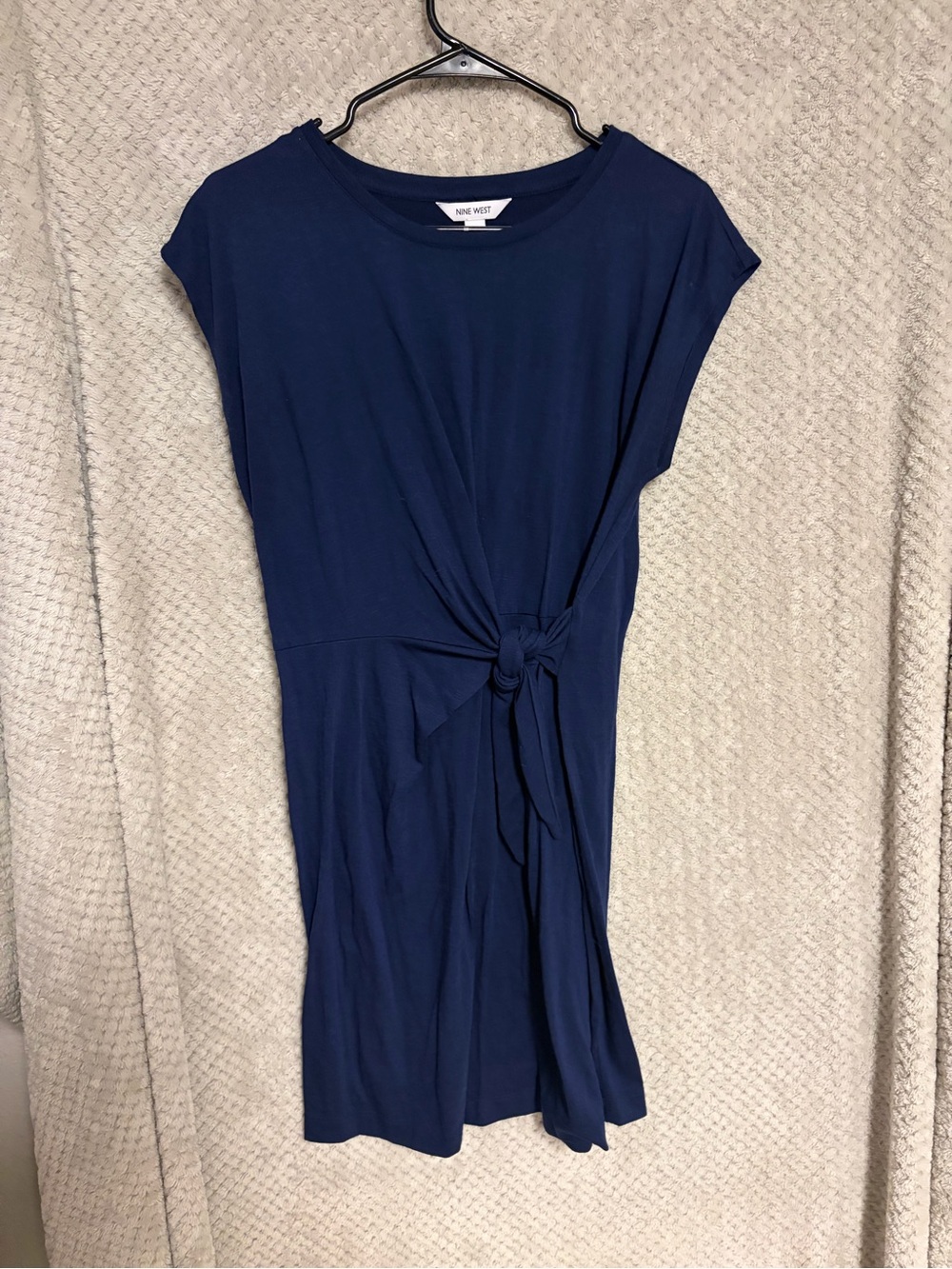 Nine West Navy Front-Knot Tunic Dress